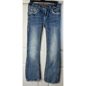 Rock Revival Jeans Wm's Sz 26 Low-Rise Sherry Boot-Cut 26/30 Medium Wash
